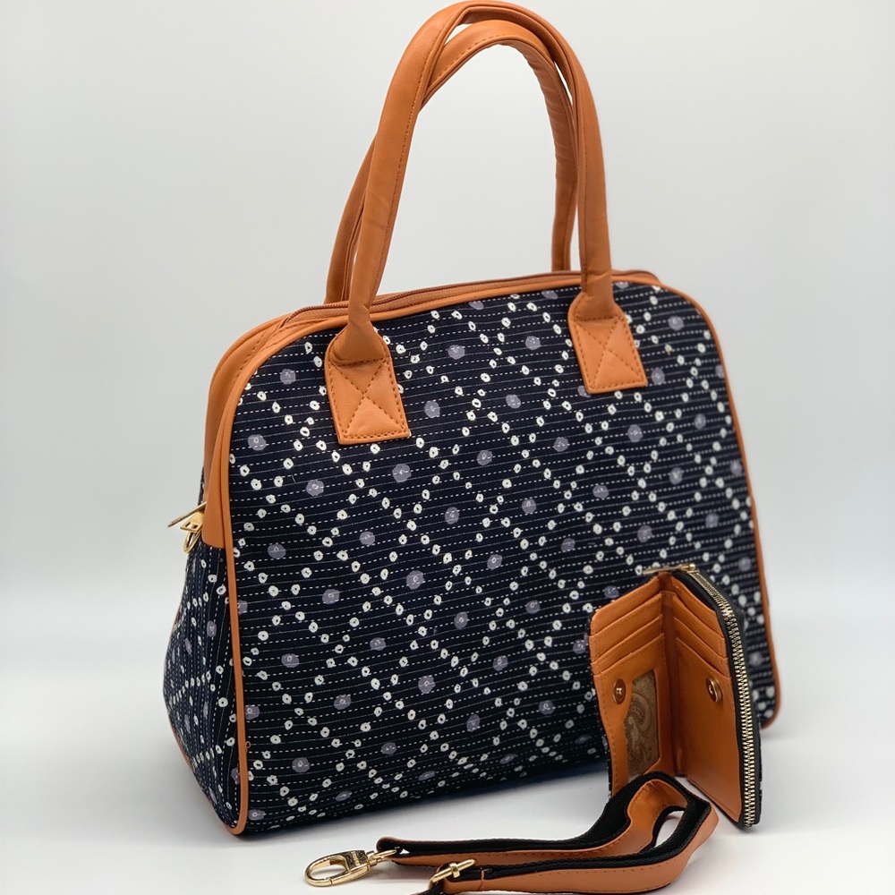 Cotton Satchel And Wallet Set